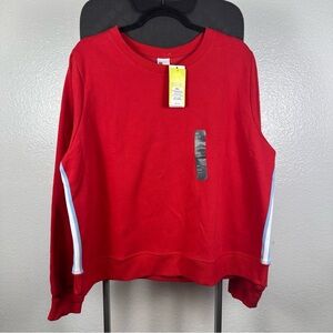 All In Motion Red Crew Neck Sweatshirt w/White and Blue Stripe Detail Size XXL